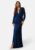 Bubbleroom Occasion Sparkling Ruched Slit Gown Dark blue XL – 7333340255162