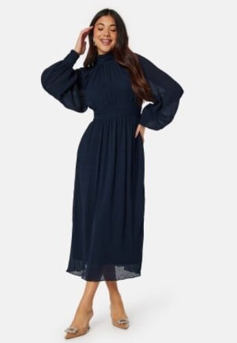 Bubbleroom Occasion Structured high neck midi dress Dark blue 40 – 7333340295625
