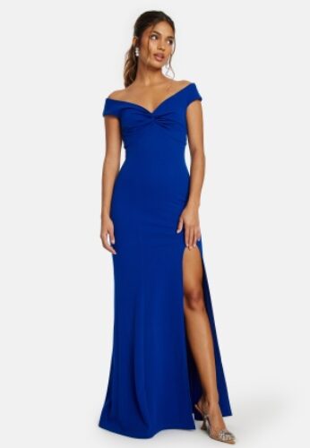 Bubbleroom Occasion Twist Off Shoulder Gown Blue S – 7333340292662