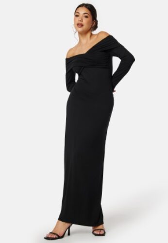 BUBBLEROOM Off Shoulder Maxi Dress Black S – 7333340294185