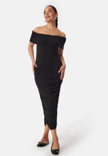 BUBBLEROOM Off Shoulder Midi Dress Black M – 7333340326008