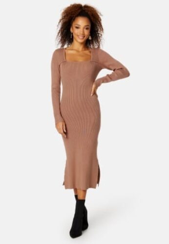 BUBBLEROOM Osminda knitted cut out dress Brown XS – 7333340201930