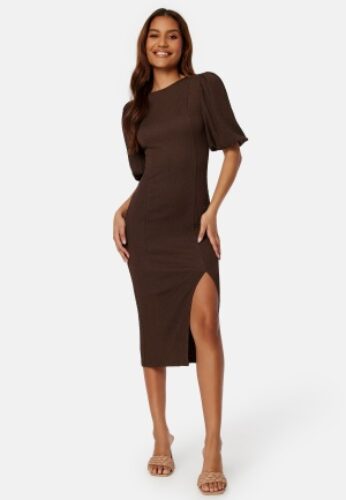 BUBBLEROOM Piper Puff Sleeve Dress Brown XL – 7333340241714