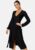 BUBBLEROOM Pleated Wrap Midi Dress Black S – 7333340186176