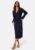 BUBBLEROOM Pleated Wrap Midi Dress Navy XS – 7333340295052