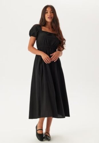 BUBBLEROOM Puff Sleeve Cotton Dress Black S – 7333340287798