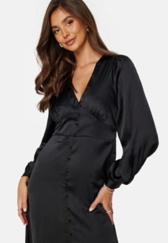 BUBBLEROOM Roberta Satin Dress Black 46 – 7333340255513