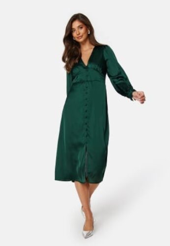 BUBBLEROOM Roberta Satin Dress Dark green 36 – 7333340255391