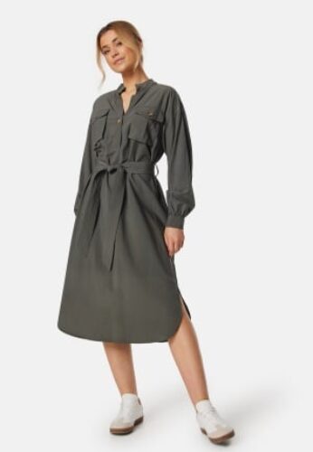 BUBBLEROOM Shaima Cargo Shirt Dress Khaki green XS – 7333340266373