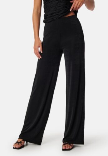 BUBBLEROOM Shiny Wide Trousers Black M – 7333340329559