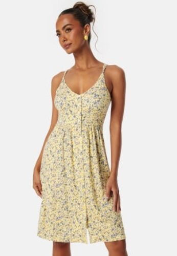 BUBBLEROOM Short Floral Strap Dress Yellow/Floral XL – 7333340306765