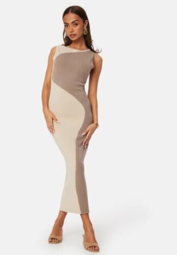 BUBBLEROOM Sleeveless Color Block Dress Nougat L – 7333340302729