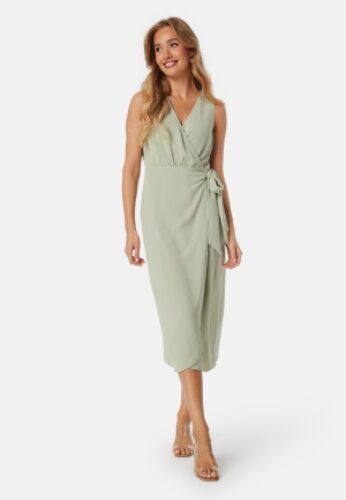 BUBBLEROOM Sleeveless Wrap Dress Dusty green XL – 7333340297414