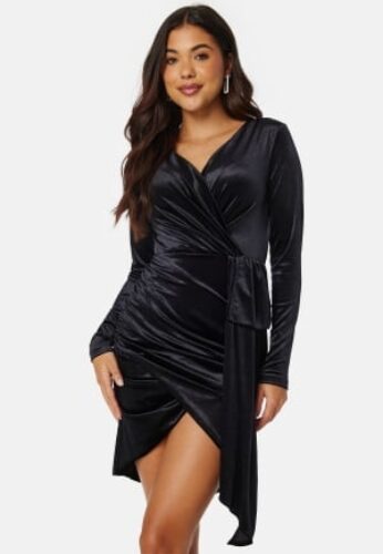 BUBBLEROOM Snapshot Drape Dress Black XS – 7333340165195