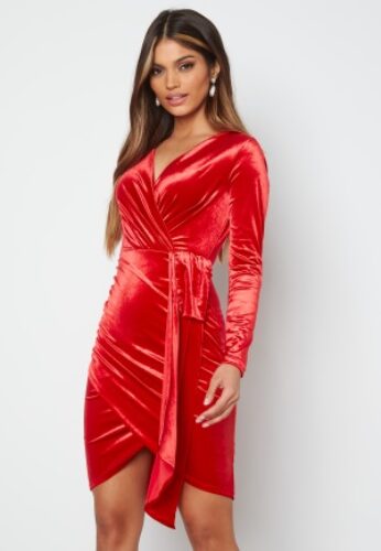 BUBBLEROOM Snapshot Drape Dress Red XS – 7333340165140