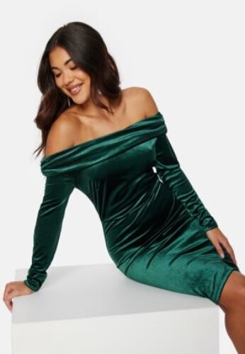BUBBLEROOM Sofielle Velvet Dress Dark green XL – 7333340171530