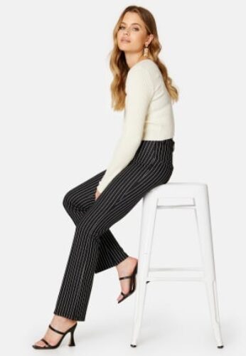 BUBBLEROOM Soft flared suit trousers Black/Striped S – 7333340181324