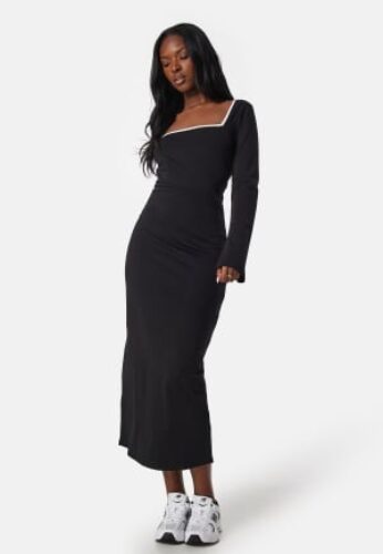 BUBBLEROOM Square Neck Contrast Dress Black/White M – 7333340324707