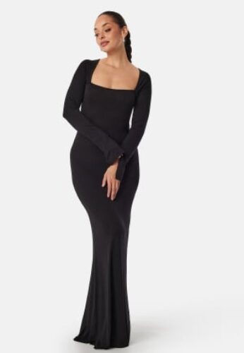 BUBBLEROOM Square Neck L/S Maxi Dress Black XL – 7333340325407