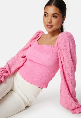 BUBBLEROOM Square Neck Smock Top Pink XS – 7333340289907