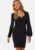 BUBBLEROOM Square V-neck Puff Sleeve Short Dress Black S – 7333340325025