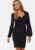 BUBBLEROOM Square V-neck Puff Sleeve Short Dress Black XS – 7333340325018