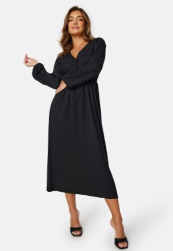 BUBBLEROOM Structure Button Midi Dress Black S – 7333340279663