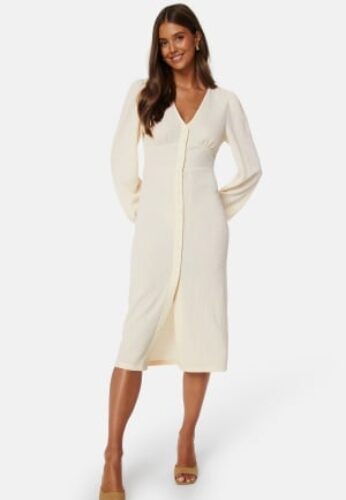 BUBBLEROOM Structure Button Midi Dress Offwhite XL – 7333340278338