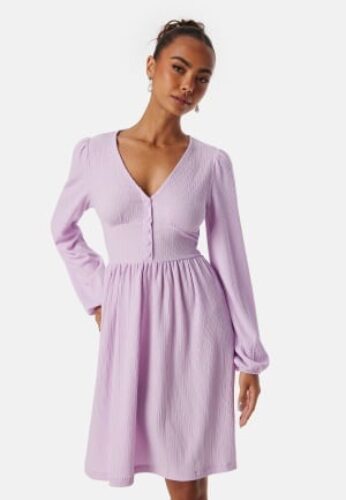 BUBBLEROOM Structure Button Short Dress Lilac S – 7333340326985