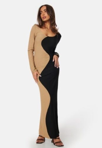 BUBBLEROOM Structure Contrast Dress Black/Beige XS – 7333340313367
