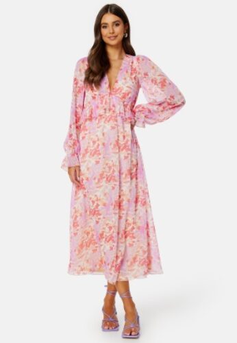 BUBBLEROOM Summer Luxe Frill Midi Dress Pink / Multi 4XL – 7333340233481