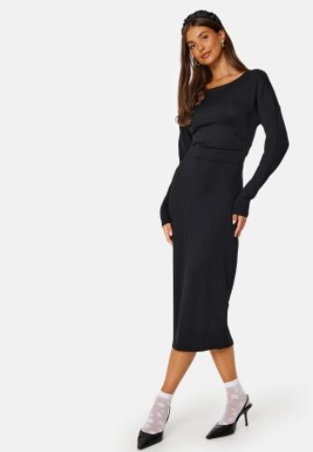 BUBBLEROOM Taylor rib dress Black S – 7333340157688