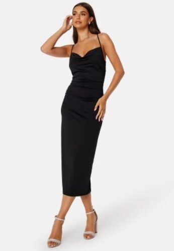 BUBBLEROOM Tobi drapy waterfall dress Black XL – 7333340179055