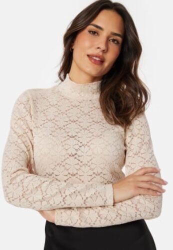 BUBBLEROOM Turtleneck  Lace Top  Light beige S – 7333340278604