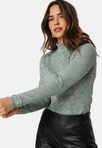 BUBBLEROOM Turtleneck  Lace Top  Light green S – 7333340278659