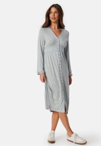 BUBBLEROOM V-neck Midi Button Dress Lilac/Floral 4XL – 7333340231098