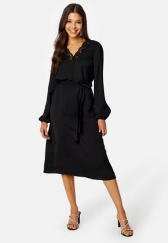 BUBBLEROOM Vallie midi lace dress Black S – 7333340167335
