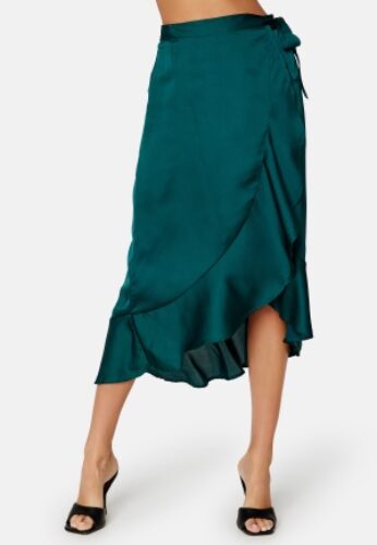 BUBBLEROOM Villima satin skirt Dark green 36 – 7333340152973