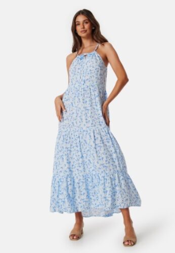 BUBBLEROOM Viscose Strap dress Blue/Patterned L – 7333340317921