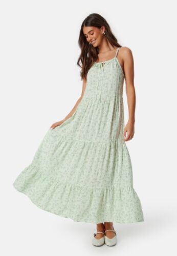 BUBBLEROOM Viscose Strap dress Green/Patterned M – 7333340317969