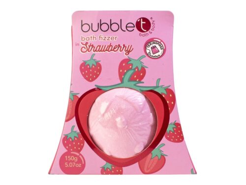 BubbleT Fruitea Bath Fizzer Strawberry Badebombe med lukt av jordbær, 150g – 150 g – 5060591032090