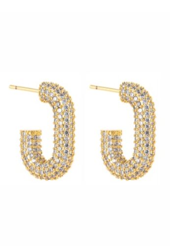 BY JOLIMA U Rock Crystal Earrings Gold One size – 7333343012366