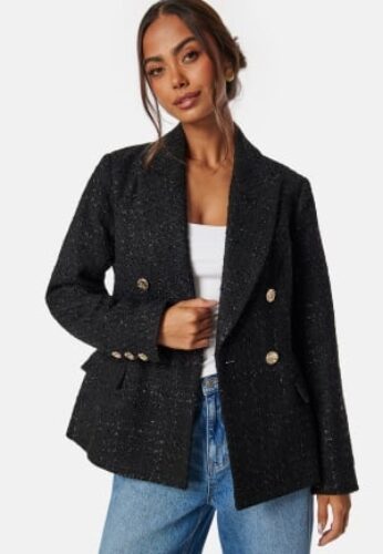 Chiara Forthi Double Breasted Bouclé Blazer Black 36 – 7333340290279