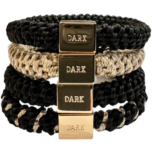 Dark FAT HAIR TIES 4 PK COMBO BLACK MIX W/GOLD – 7028210104458
