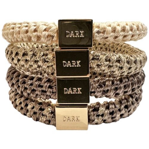 Dark FAT HAIR TIES 4 PK COMBO NOUGAT MIX W/GOLD – 7028210104441