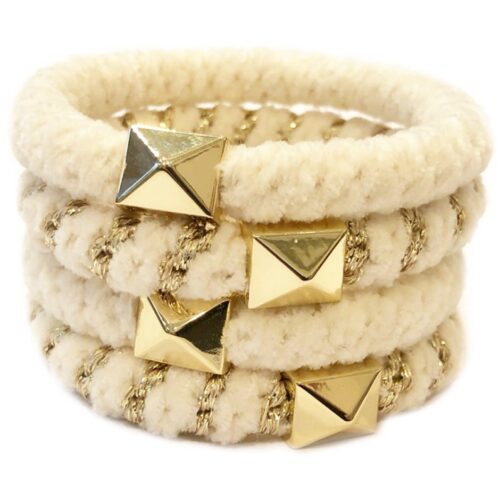 Dark Fluffy Fat Hair Tie 4 pk W/Gold Off White – 7028210053480