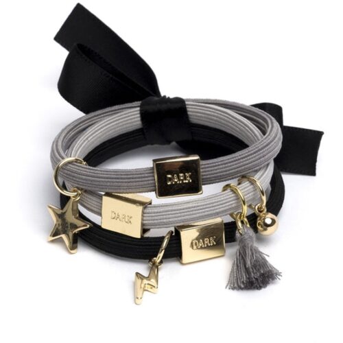 Dark Hair Ties 3 pk Charm Combo Black W/Gold – 7028210007414