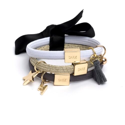 Dark Hair Ties 3 pk Charm Combo Grey W/Gold – 7028210039804