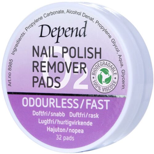 Depend O2 Nail Polish Remover Odourless/Fast 32 Pads – 0000073142447