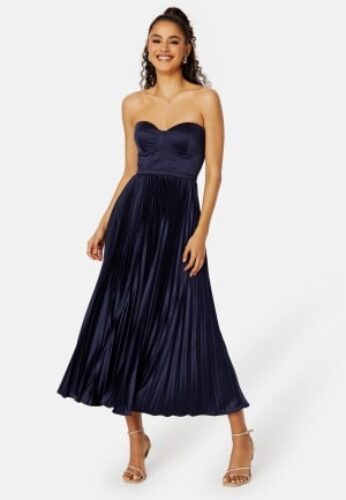 Elle Zeitoune Milan Bustier Pleated Dress Navy S (UK10) – 9351092112913